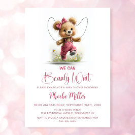 Invitación We Can Bearly Wait Girl Teddy Bear