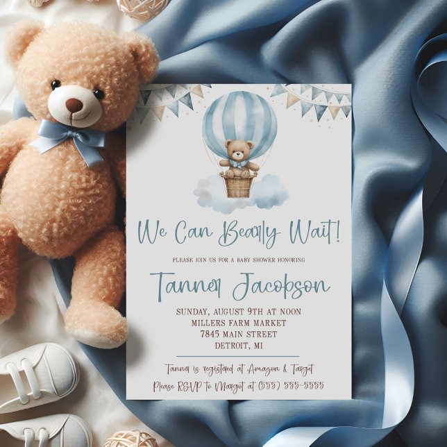 Invitación We can bearly Wait! Hot Air Balloon Baby Shower (Subido por el creador)