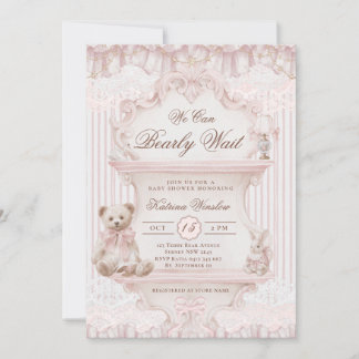 Invitación We Can Bearly Wait Nursery Girl Baby Shower