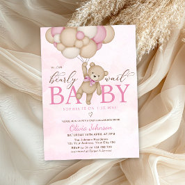 Invitación We Can Bearly Wait Pink Baby Shower