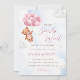 Invitación We Can Bearly Wait Pink Baby Shower Invitation