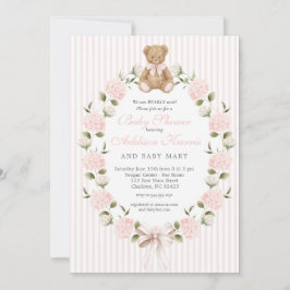 Invitación We can bearly wait pink bow Girl Baby Shower