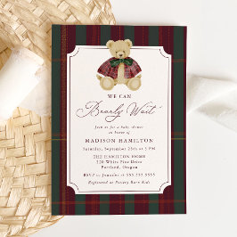 Invitación We Can Bearly Wait Plaid Teddy Bear Baby Shower