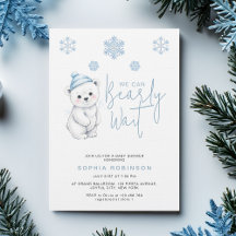 We Can Bearly Wait Polar Bear Winter Baby Shower