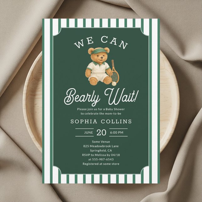 Invitación We Can Bearly Wait Preppy Bear Tartan Baby Shower (Subido por el creador)