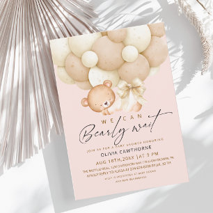 Invitación We can Bearly Wait Rubor Rosa Baby Shower  