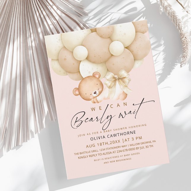 Invitación We can Bearly Wait Rubor Rosa Baby Shower   (Subido por el creador)