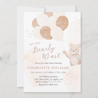 Invitación We Can Bearly Wait | Teddy Bear Baby Shower
