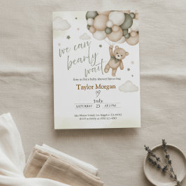 Invitación We Can Bearly Wait Teddy Bear Baby Shower 