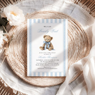 Invitación We Can Bearly Wait Teddy Bear Baby Shower