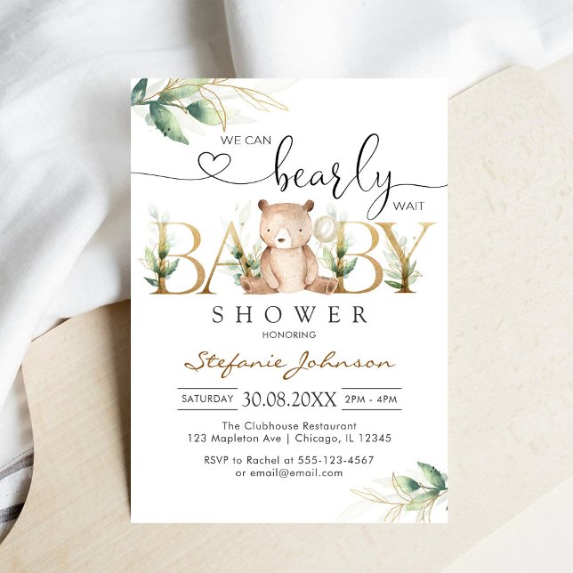 Invitación We Can Bearly Wait Teddy Bear Baby Shower (Subido por el creador)