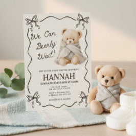 Invitación We Can Bearly Wait, Teddy Bear Baby Shower