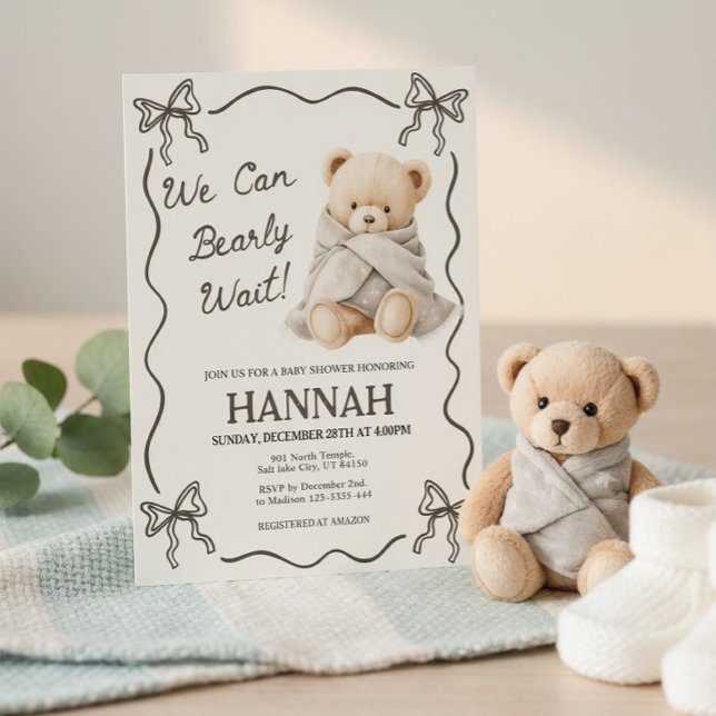 Invitación We Can Bearly Wait, Teddy Bear Baby Shower  (Subido por el creador)