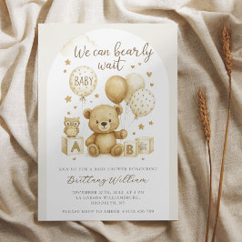 Invitación We Can Bearly Wait Teddy Bear Baby Shower 
