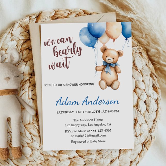 Invitación We Can Bearly Wait Teddy Bear Baby Shower  (Subido por el creador)
