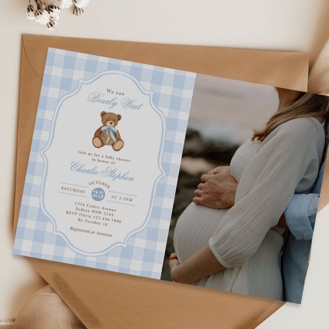 Invitación We Can Bearly Wait Teddy Bear Baby Shower Photo (Subido por el creador)