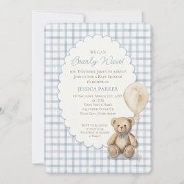 Invitación We Can Bearly Wait Teddy Bear Boy Baby Shower