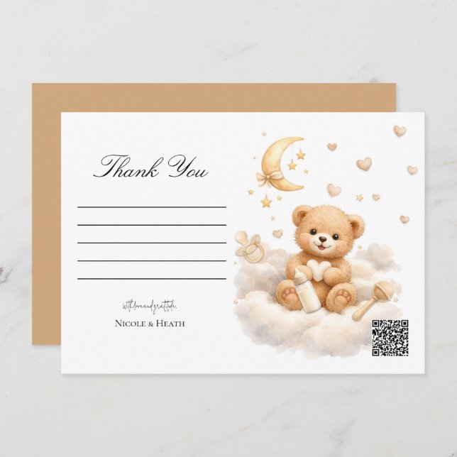 Invitación We can Bearly Wait Teddy Bear Thank You Card (Anverso / Reverso)