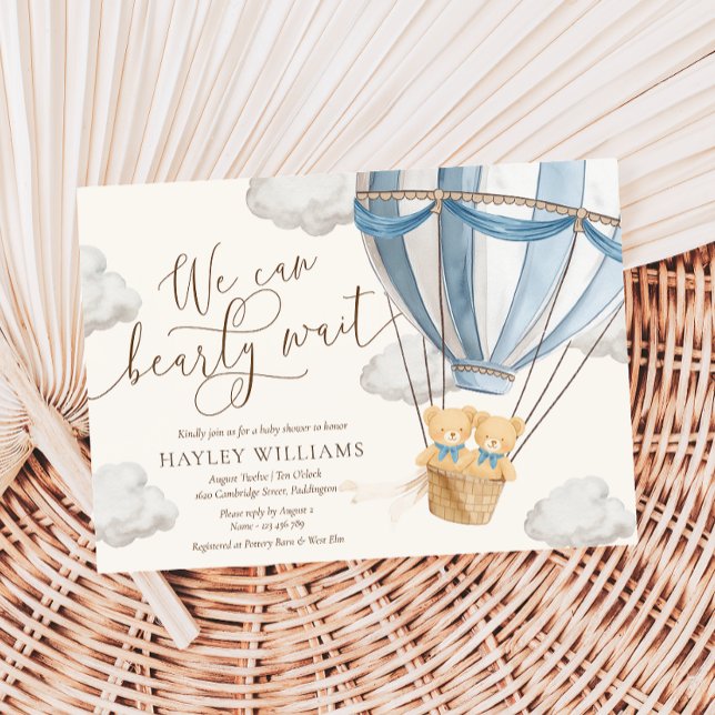 Invitación We Can Bearly Wait Twins Baby Shower Invitation (Subido por el creador)