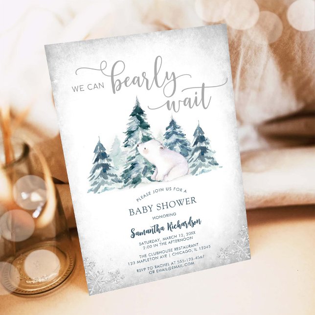 Invitación We Can Bearly Wait Winter Baby Shower Invitation (Subido por el creador)