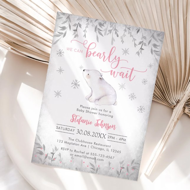 Invitación We Can Bearly Wait Winter Baby Shower Invitation (Subido por el creador)