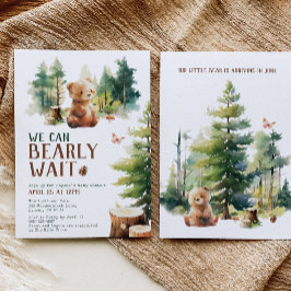 Invitación We Can Bearly Wait Woodland Baby Shower Invitation