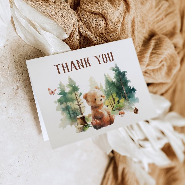 Invitación We Can Bearly Wait Woodland Baby Shower Thank You (Subido por el creador)