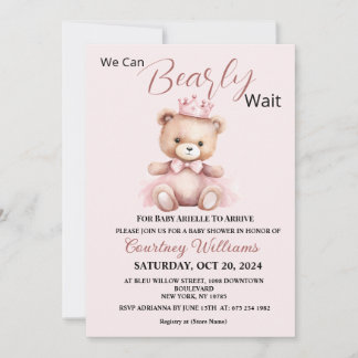 Invitación We Can Bearly WaitBaby Shower Invitation