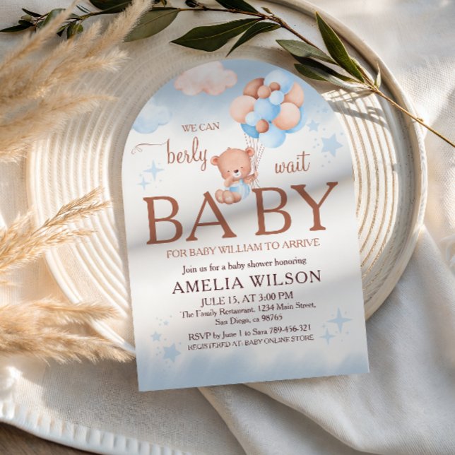Invitación We Can Berly Wait Teddy Bear Arch Baby Shower (Subido por el creador)