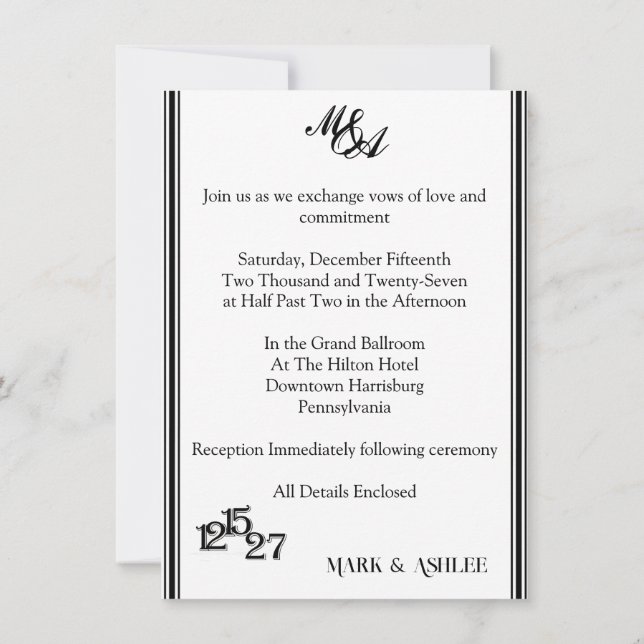 Invitación We Do, Black & White Wedding Invitation (Reverso)
