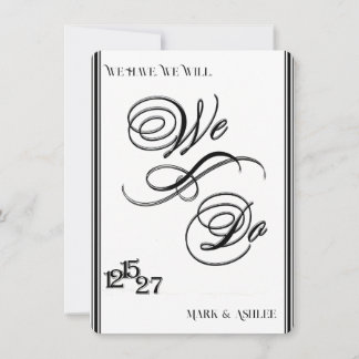 Invitación We Do, Black & White Wedding Invitation