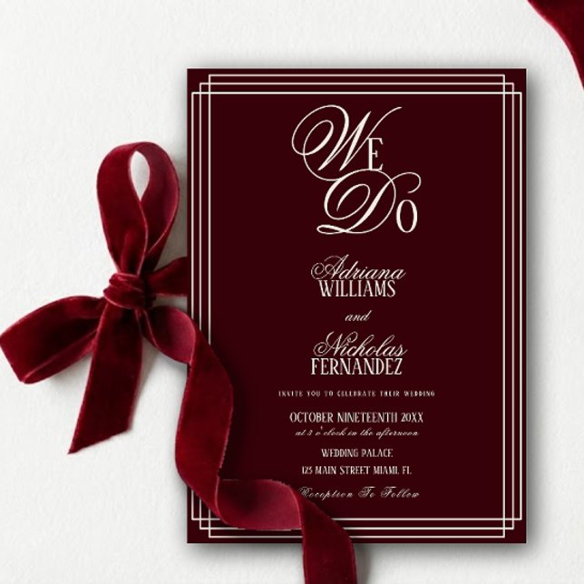Invitación We Do Burgundy Old Money Wedding (Subido por el creador)
