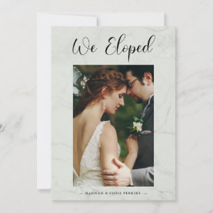 Invitación We Eloped Photo Wedding Elegant Marble Effect