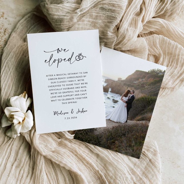 Invitación We Eloped Wedding Announcement | Photo Template (Subido por el creador)