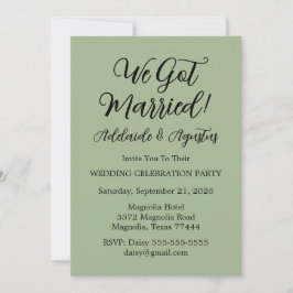 Invitación We Got Married Green Invitation