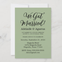 Invitación We Got Married Green Wedding Reception 