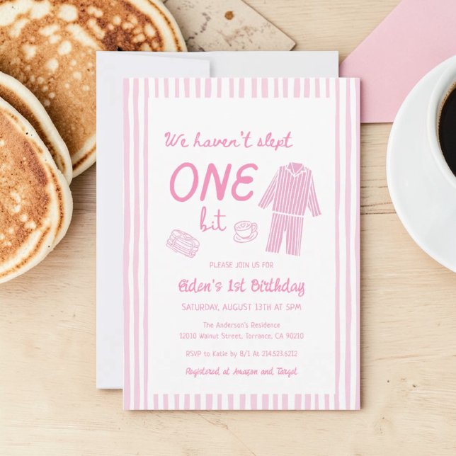 Invitación We Haven't Slept One Bit Pajama First Birthday (Subido por el creador)