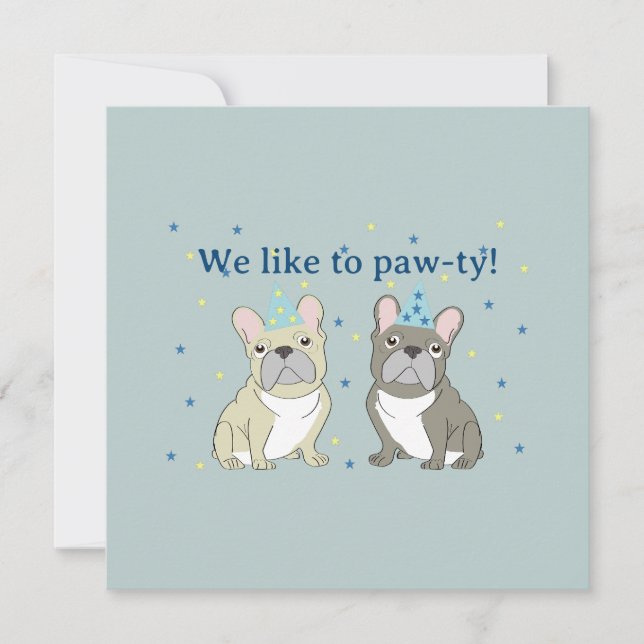 Invitación We like to paw-ty!  French, bulldog (Anverso)