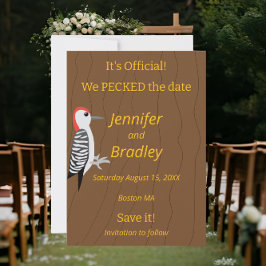Invitación We Pecked the Date Funny Woodpecker