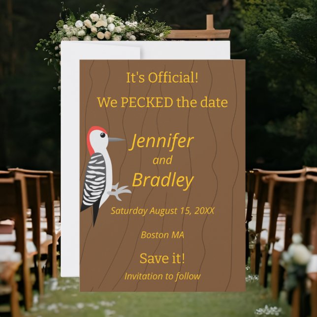 Invitación We Pecked the Date Funny Woodpecker (Subido por el creador)