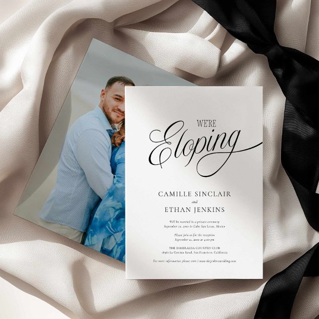 Invitación We’re Eloping Photo Announcement Invitation (Minimal Elegant Eloping Announcement)