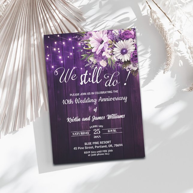 Invitación We Still Do 10th Wedding Anniversary String Lights (Subido por el creador)