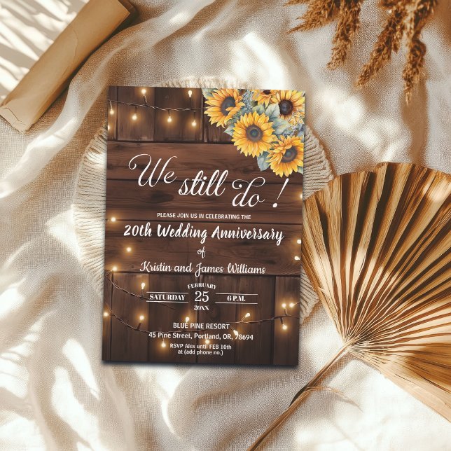 Invitación We Still Do 20th Wedding Anniversary String Lights (Subido por el creador)