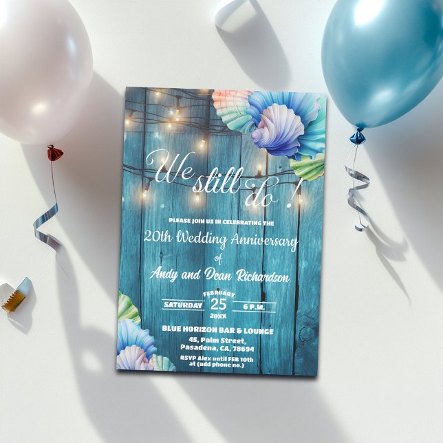Invitación We Still Do 20th Wedding Anniversary String Lights (Subido por el creador)