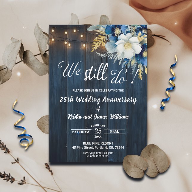 Invitación We Still Do 25th Wedding Anniversary String Lights (Subido por el creador)