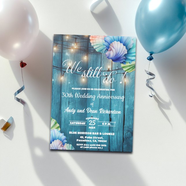 Invitación We Still Do 30th Wedding Anniversary String Lights (Subido por el creador)