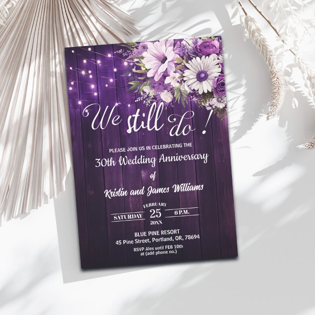 Invitación We Still Do 30th Wedding Anniversary String Lights (Subido por el creador)