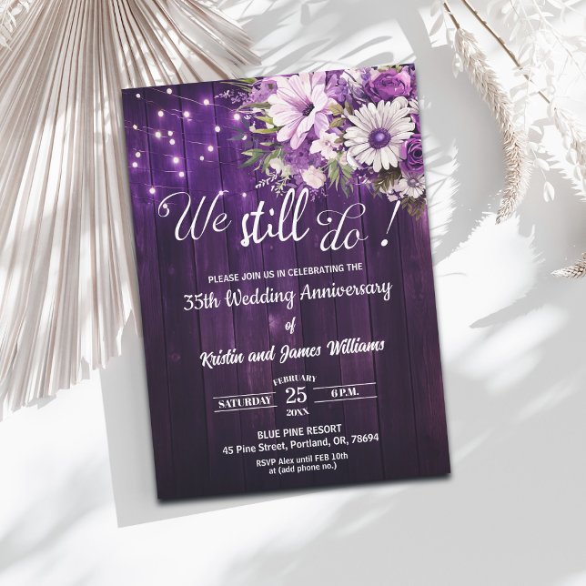 Invitación We Still Do 35th Wedding Anniversary String Lights (Subido por el creador)