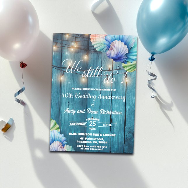 Invitación We Still Do 40th Wedding Anniversary String Lights (Subido por el creador)