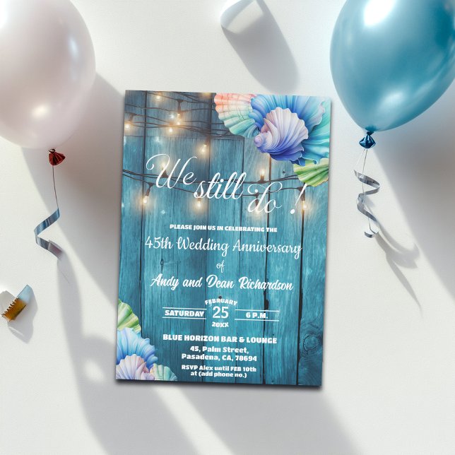 Invitación We Still Do 45th Wedding Anniversary String Lights (Subido por el creador)